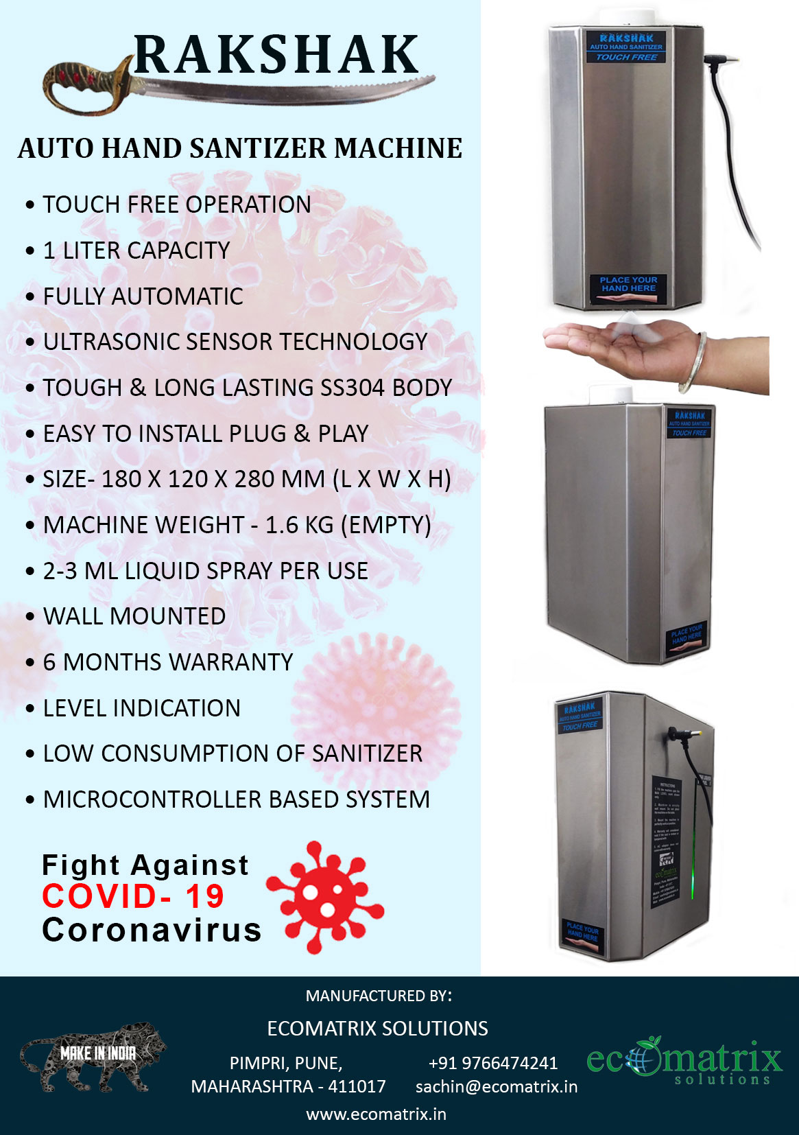 Automatic Hand Sanitizer Machine manufacturer and supplier in Hyderabad
